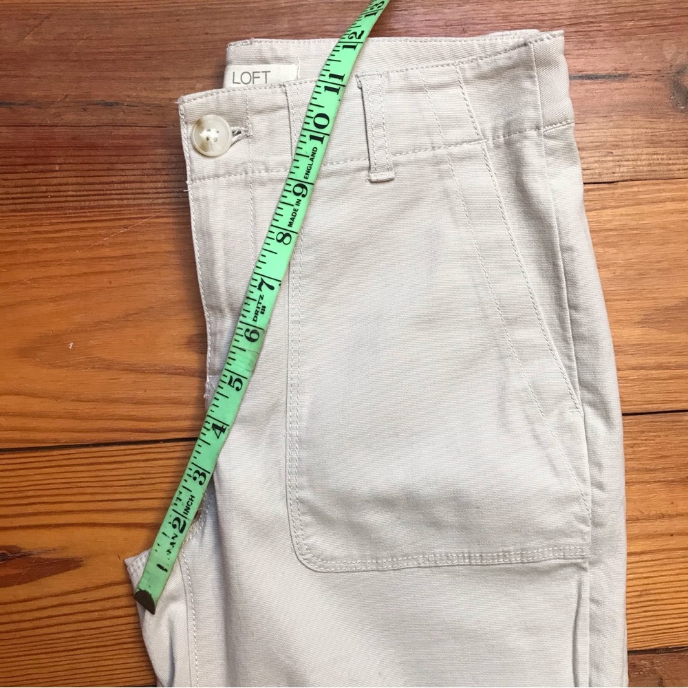 Loft Light Beige Gathered Ankle Khaki Pants, NWT, 0 - Picture 8 of 11